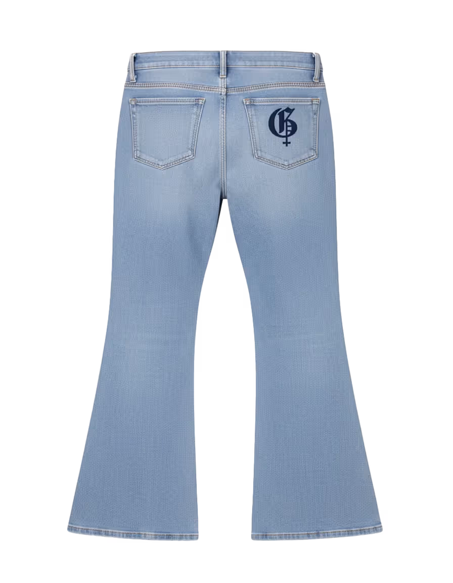 Mist Cloud Washed Baggy Bootcut Jeans  image 2