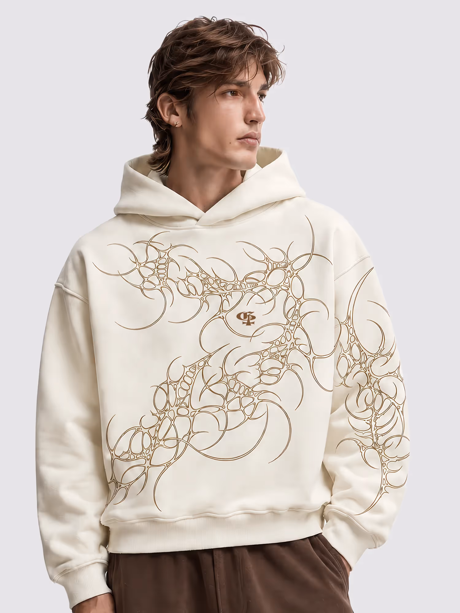 Mutant Beige Boxy Hoodie  image 6