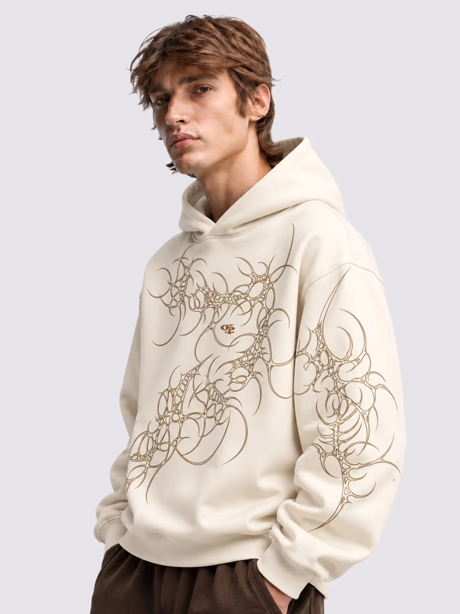 Mutant Beige Boxy Hoodie  image 7