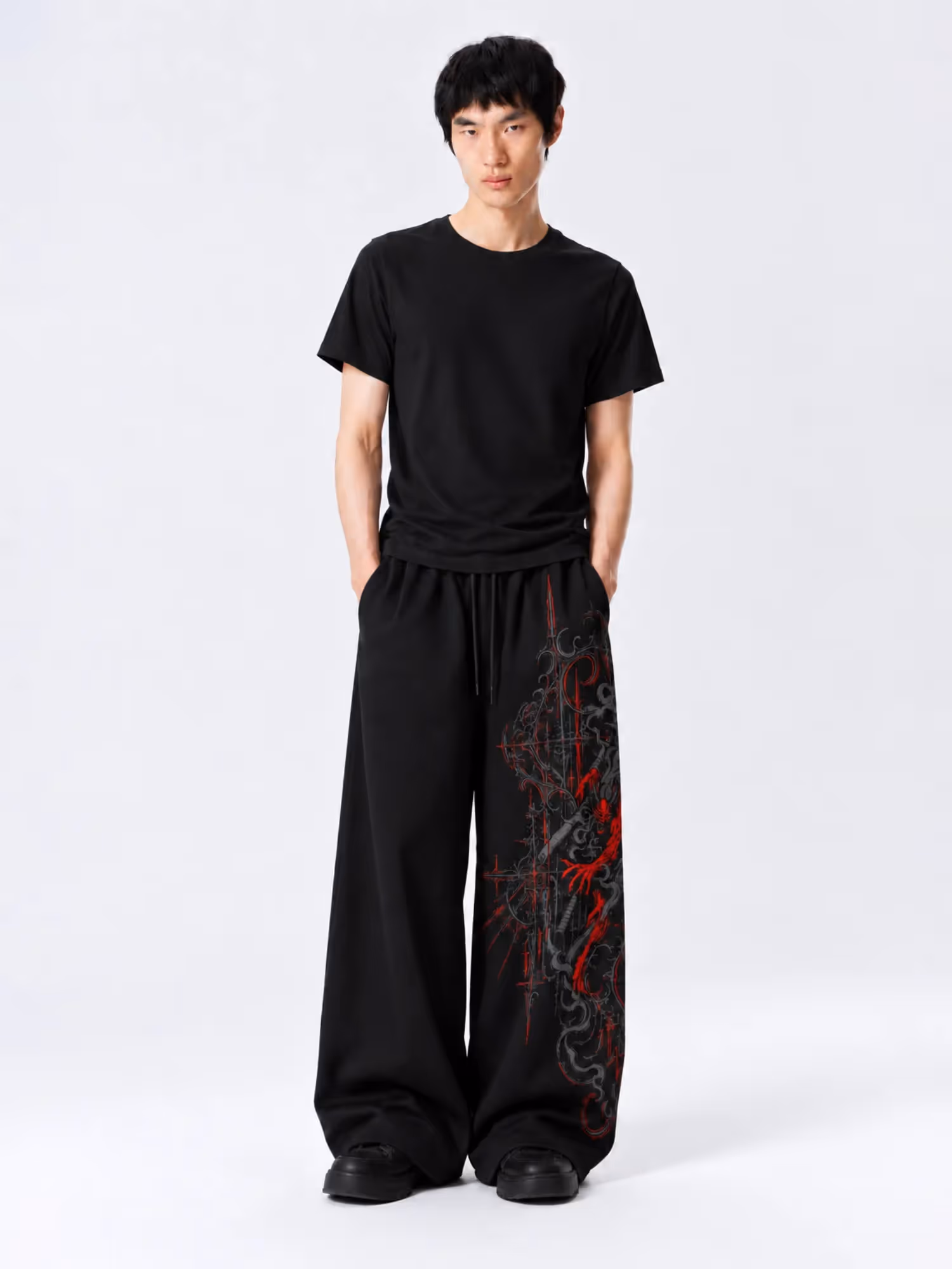Onigiri Black Baggy Pants image 6