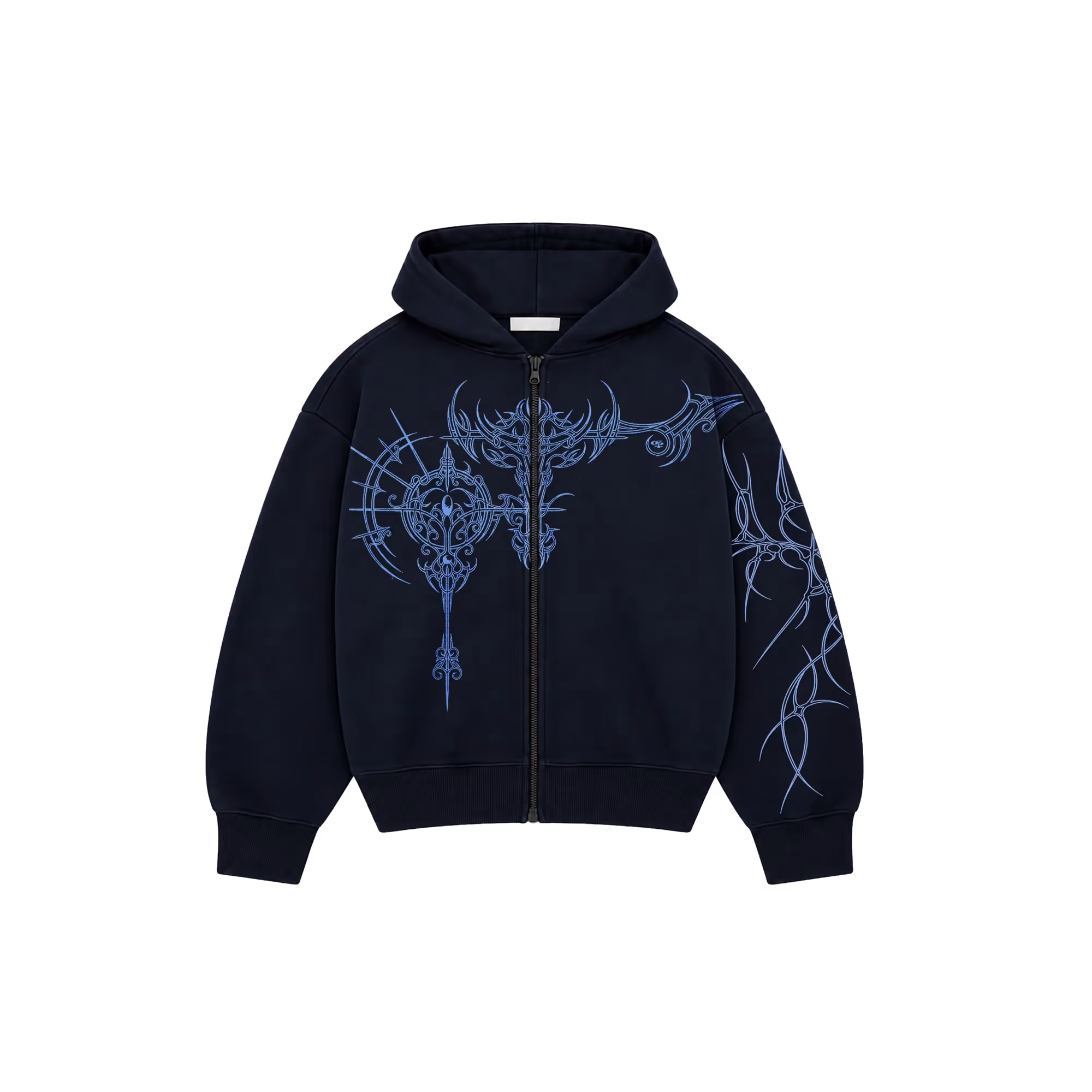 Ornate Navy Zipper Hoodie image 1