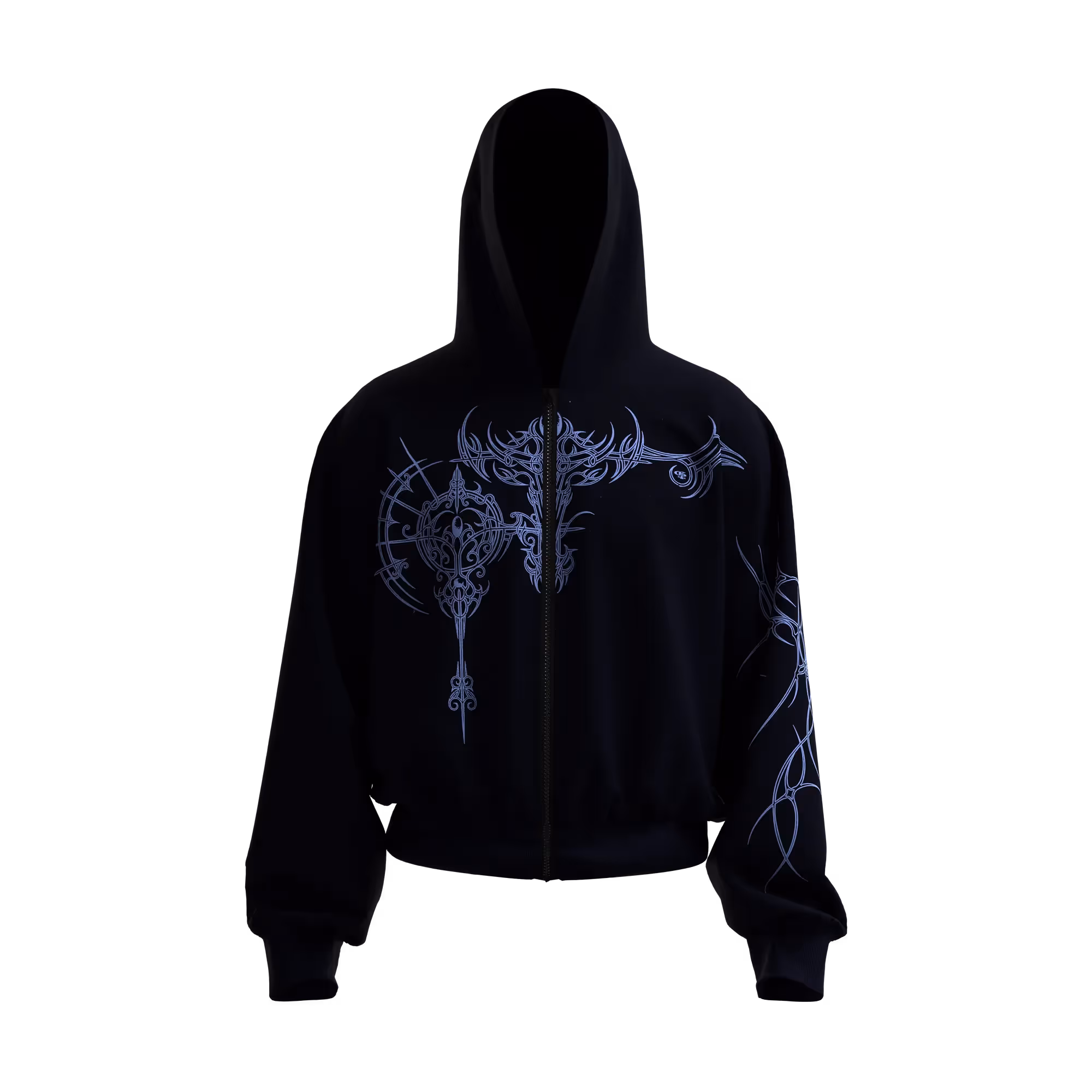 Ornate Navy Zipper Hoodie image 2