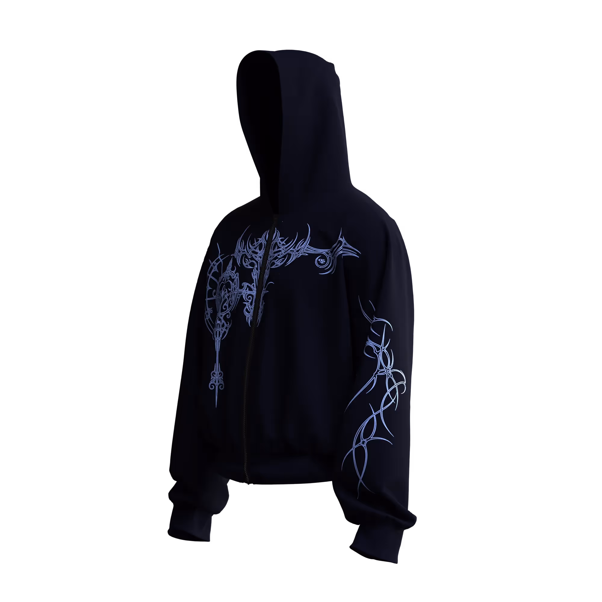 Ornate Navy Zipper Hoodie image 3