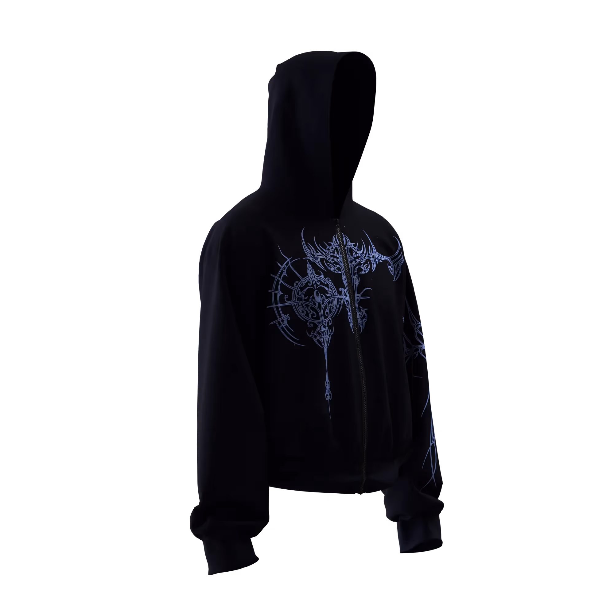 Ornate Navy Zipper Hoodie image 4