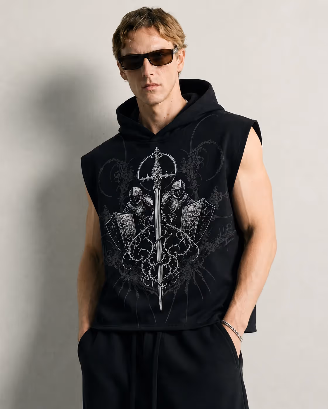 Rival Black Sleeveless Hoodie  image 3