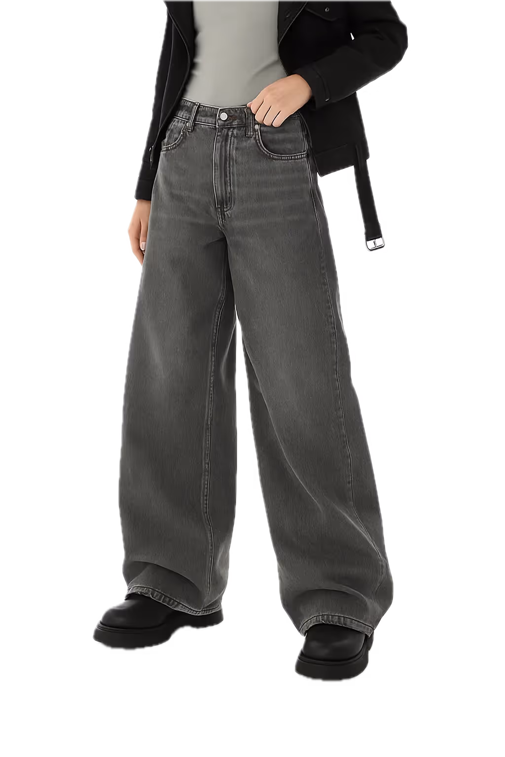 Smack Grey Washed Baggy Jeans image 4