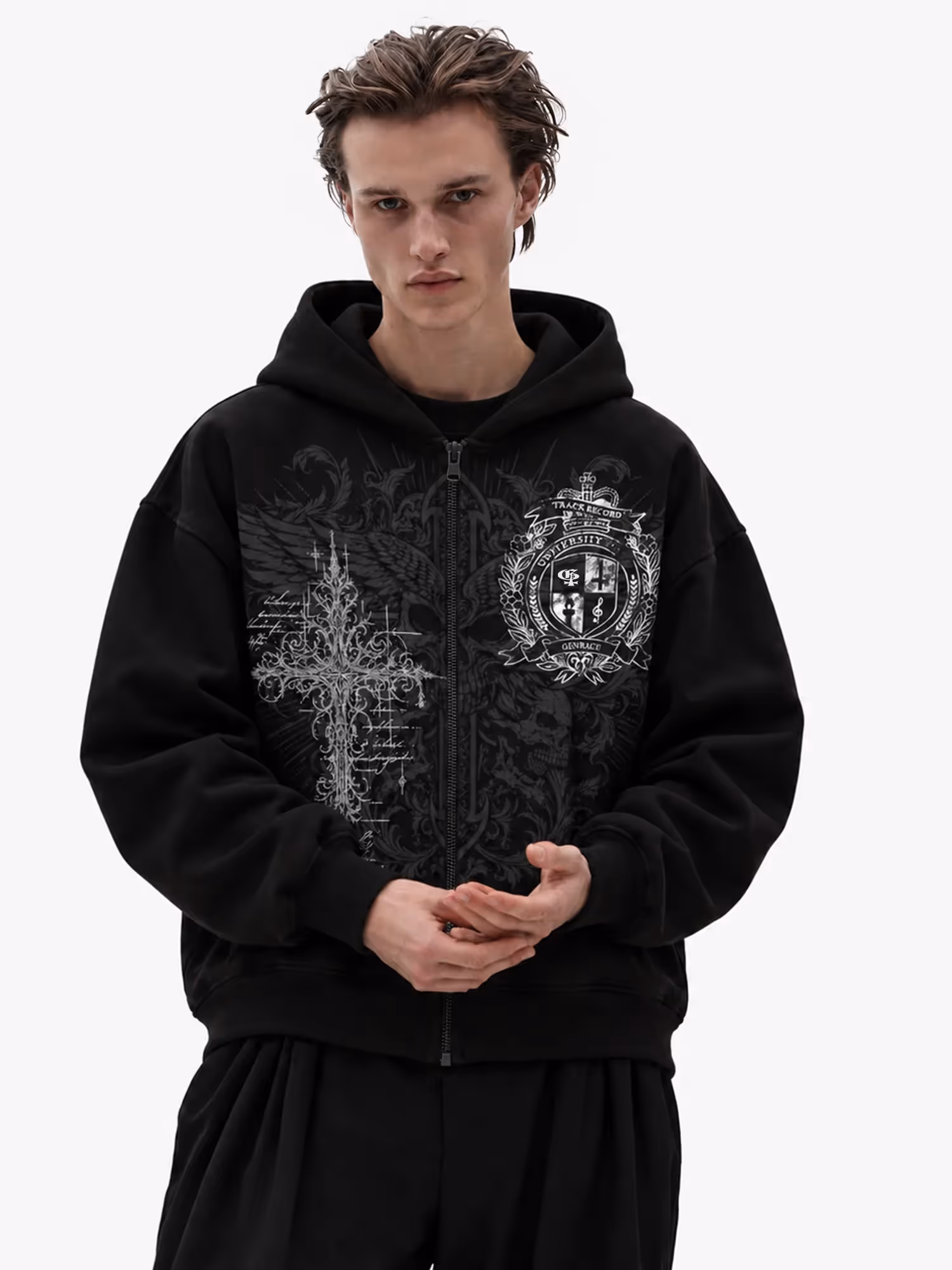Thesis Black Zipper Hoodie image 2