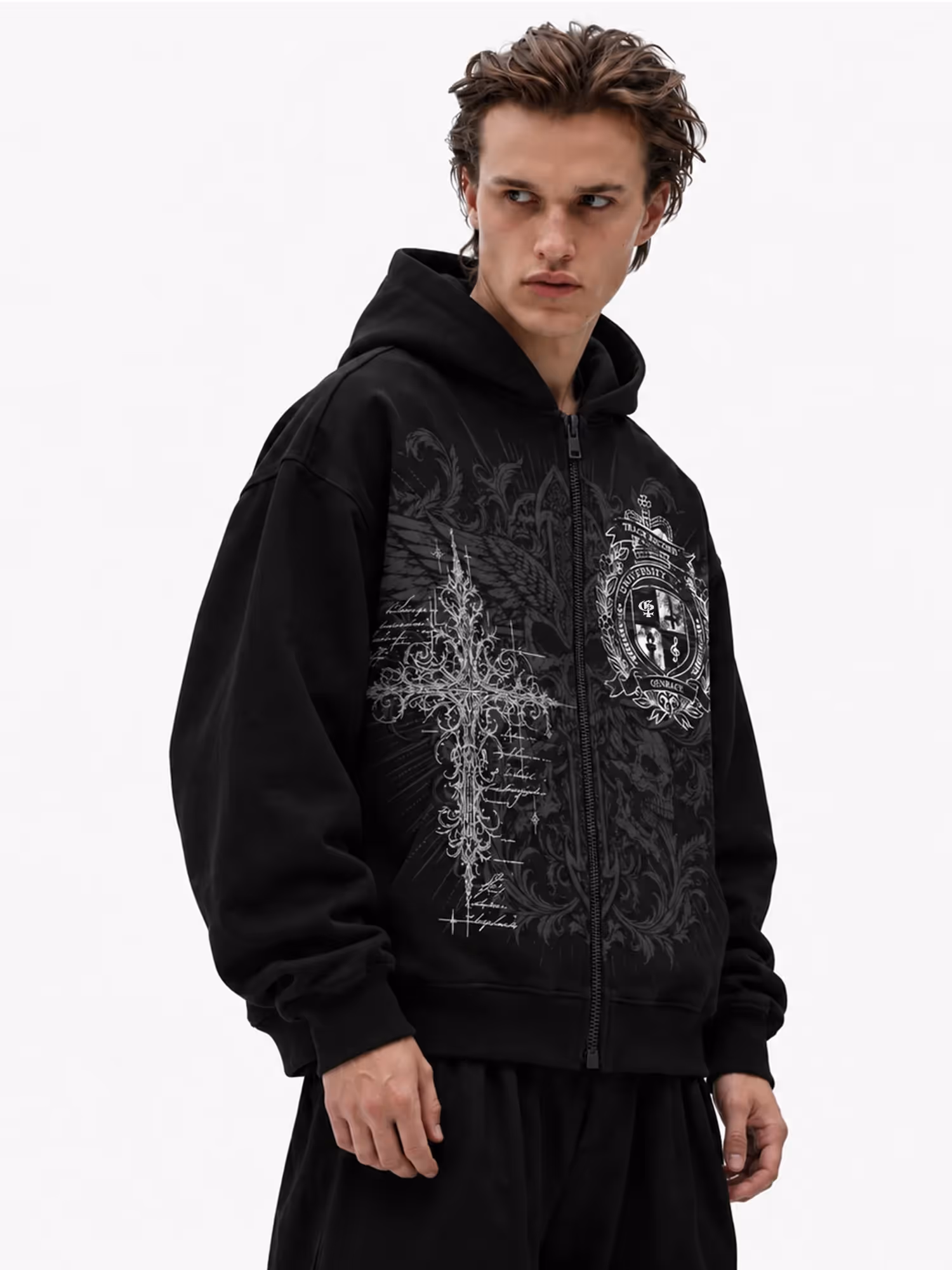 Thesis Black Zipper Hoodie image 4