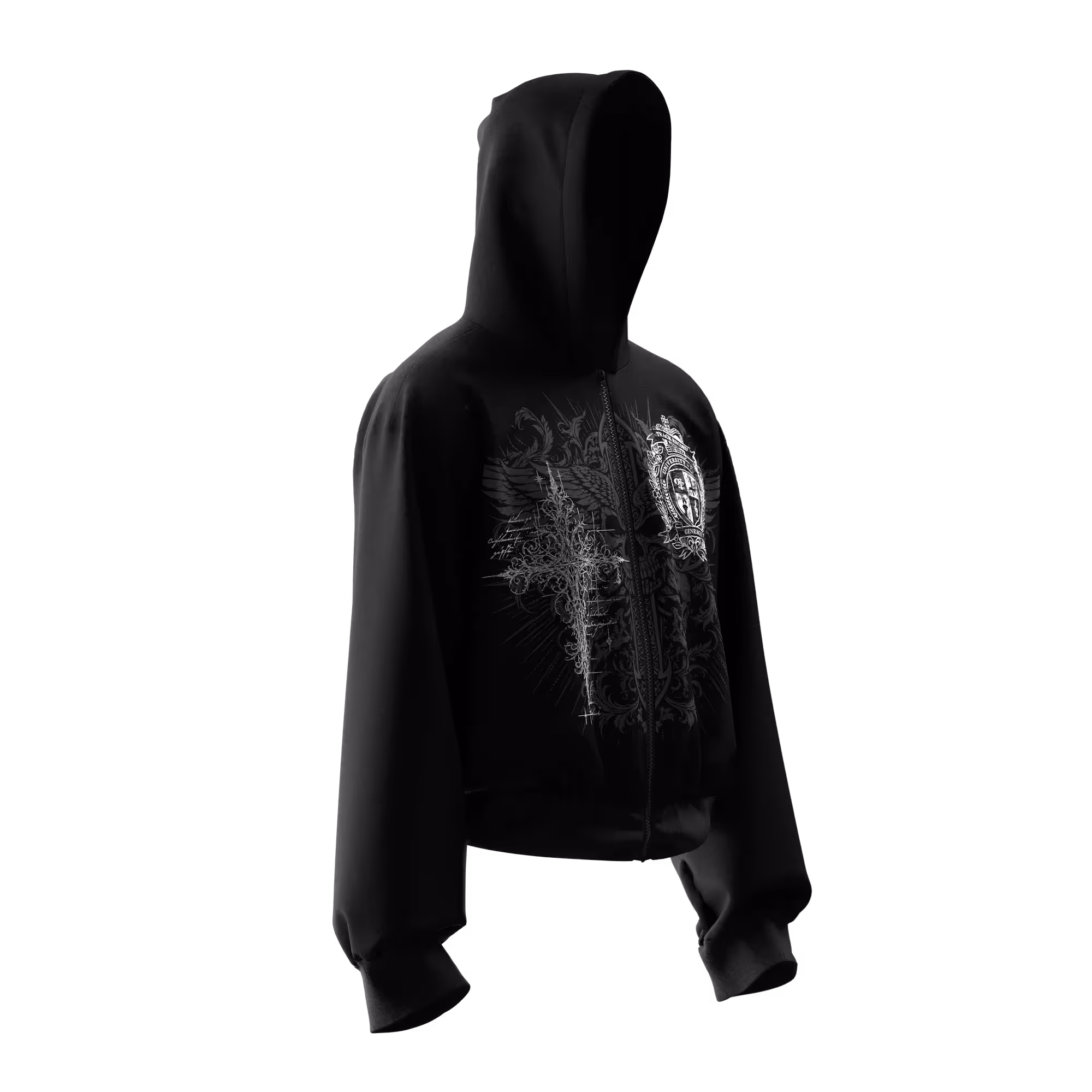 Thesis Black Zipper Hoodie image 5
