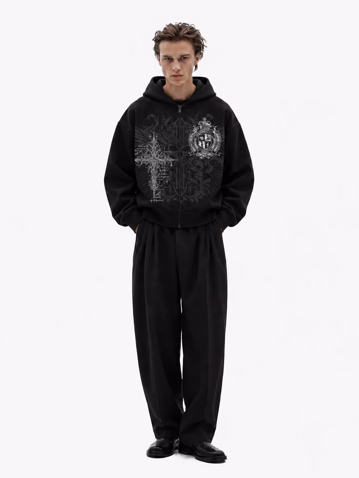 Thesis Black Zipper Hoodie image 8