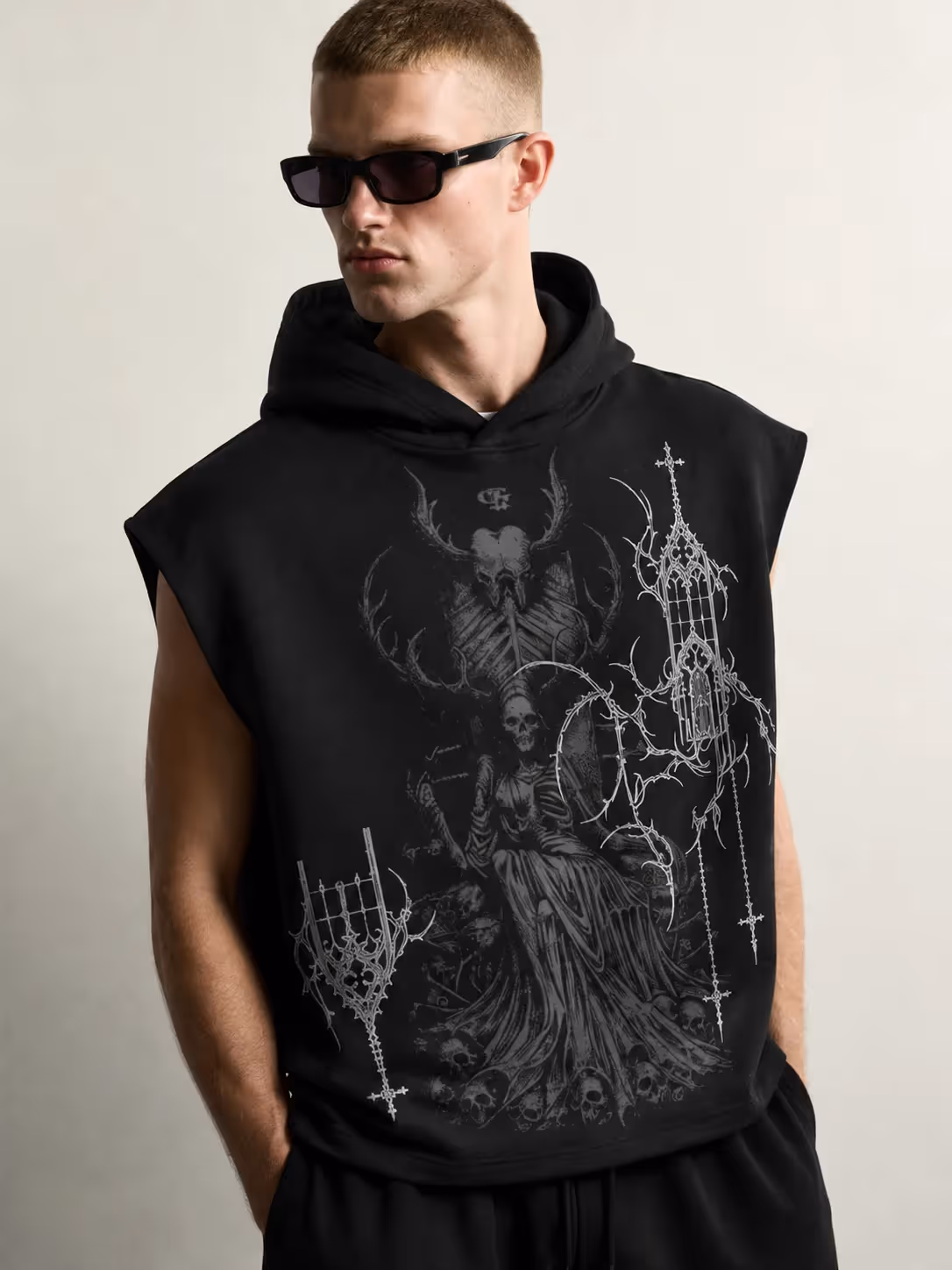 Widow Black Sleeveless Hoodie image 2