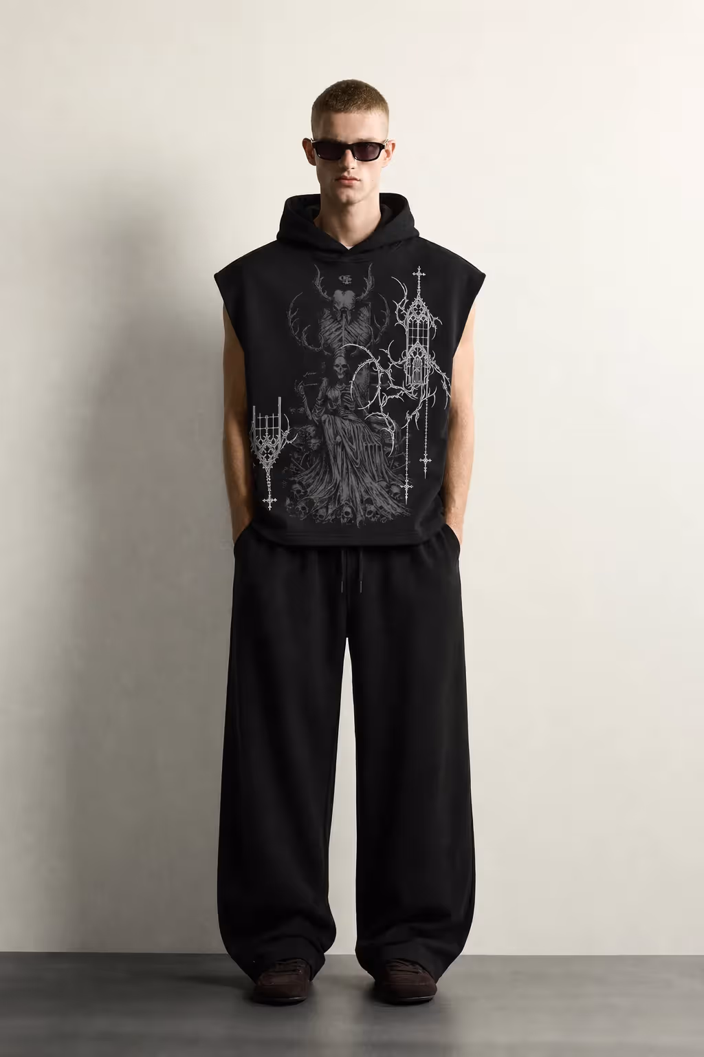 Widow Black Sleeveless Hoodie image 3