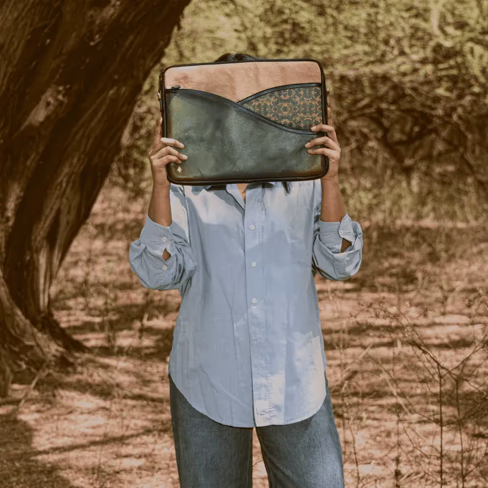Green Hermitage Acacia Vegan Leather Laptop Sleeve - Olive - photo 3 of 7