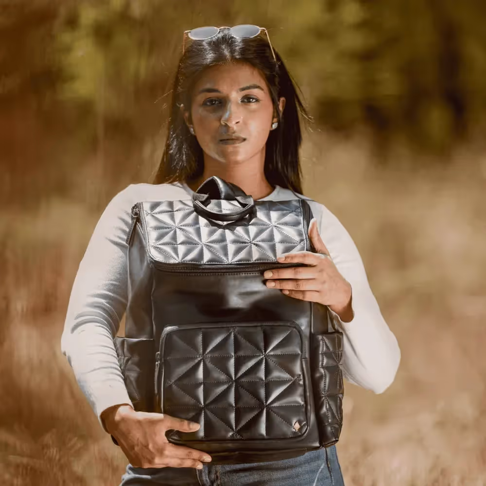 Green Hermitage Elm Black Vegan Leather Backpack - photo 2 of 7