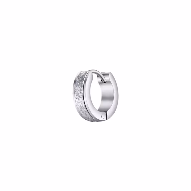 Frosted Hoop - (Silver Pierced)