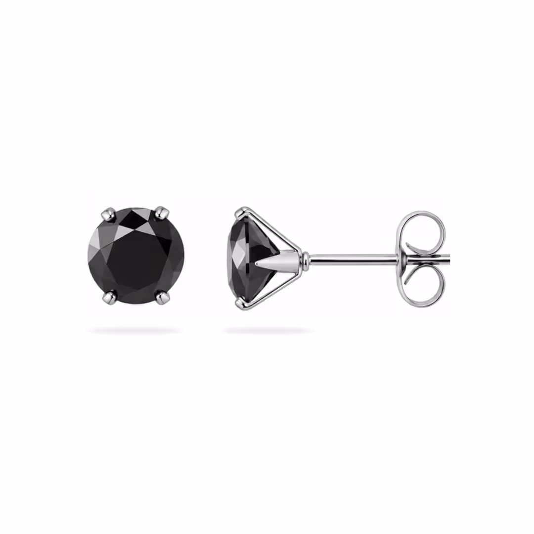 Solitaire Stud 5mm Black Pierced image 1