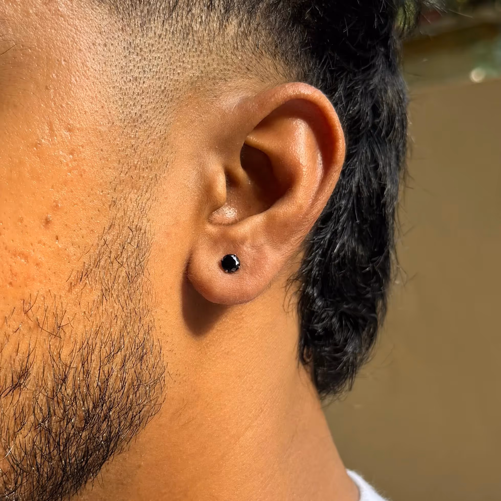 Solitaire Stud 5mm Black Pierced image 2