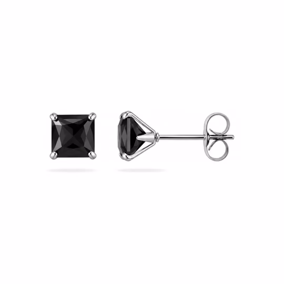 Square Stud 5mm Black Pierced image 1