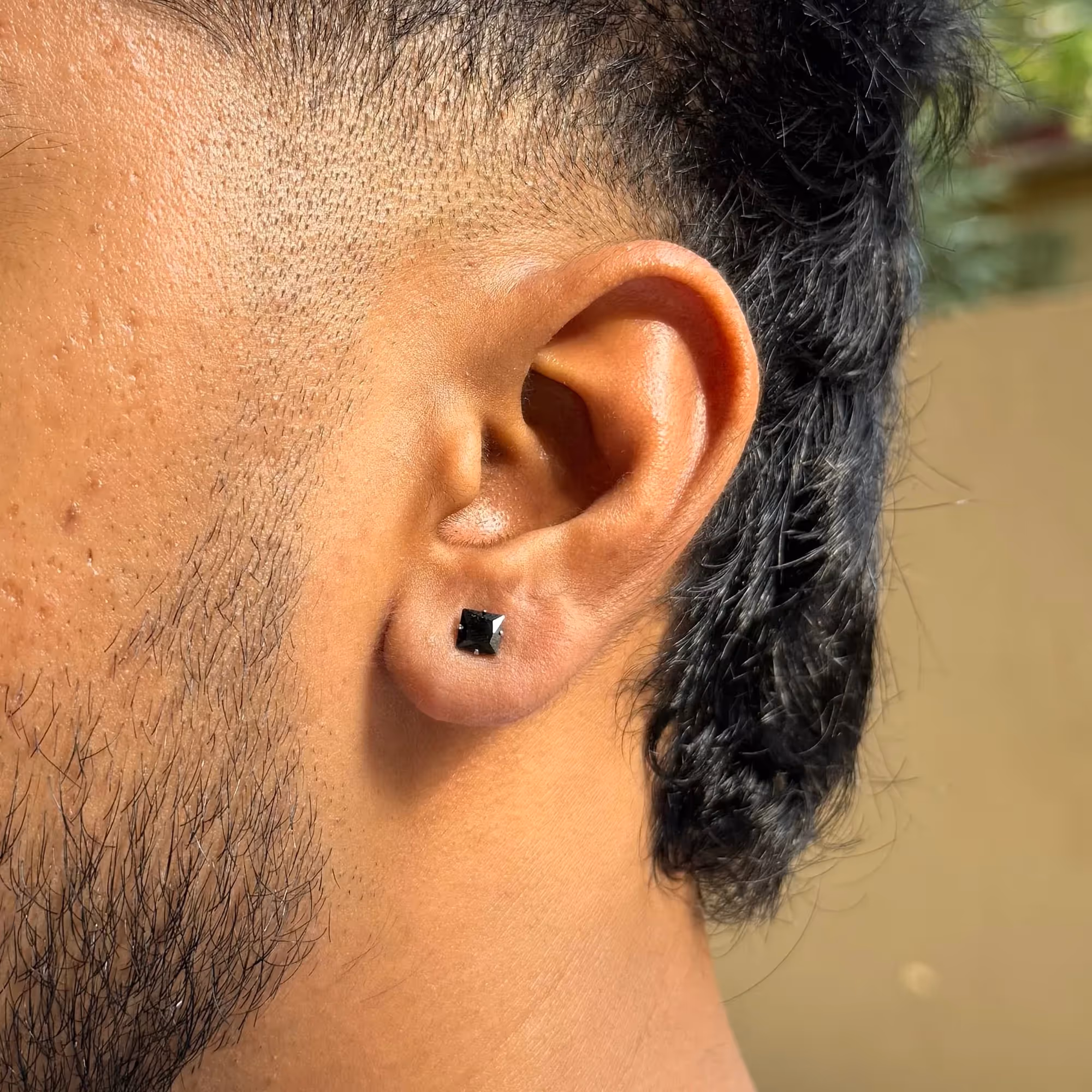 Square Stud 5mm Black Pierced image 2