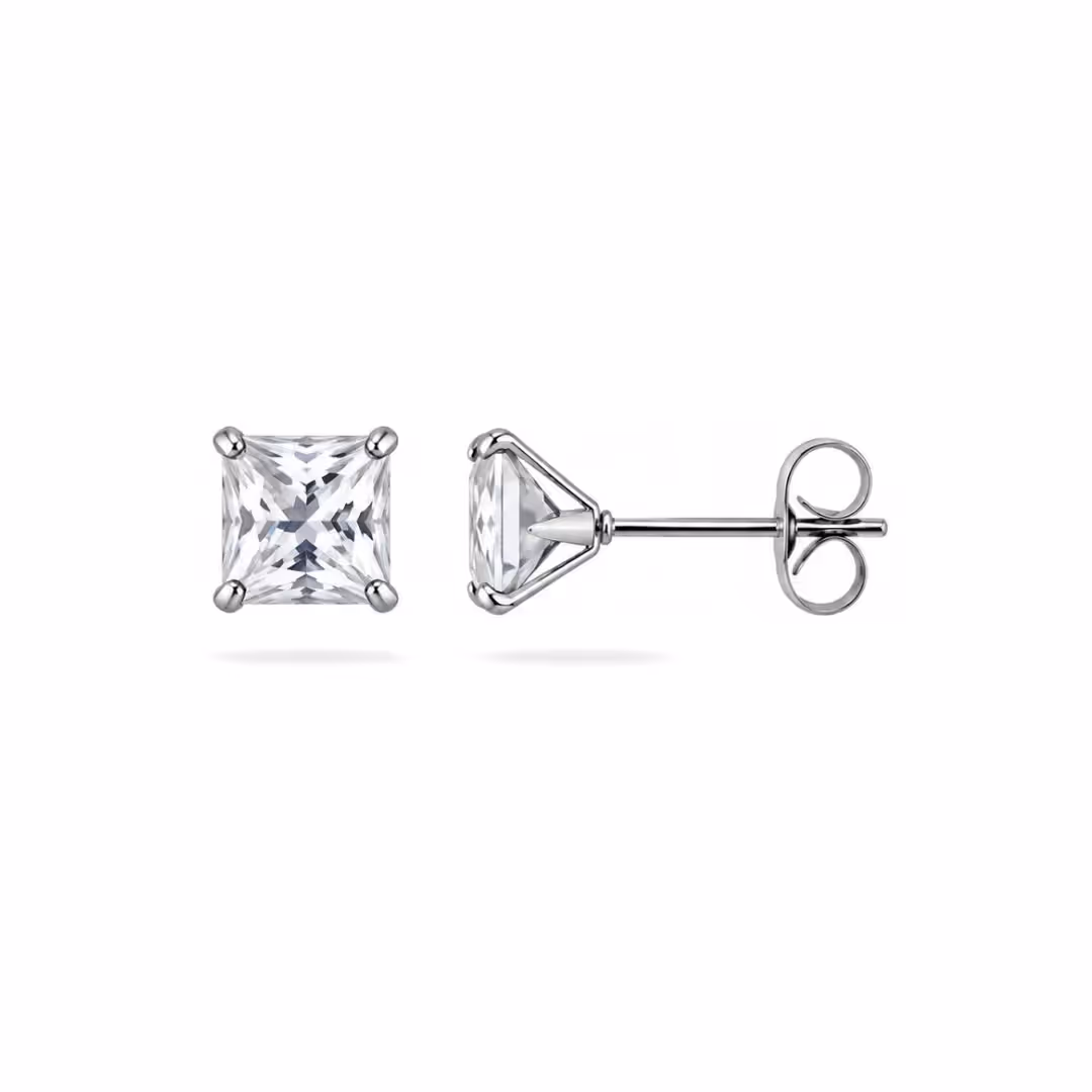 Square Stud 5mm Silver Pierced image 1