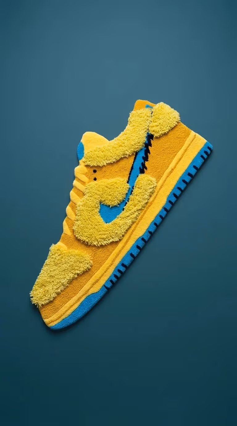 3D Sneaker Rug Yellow Blue image 2