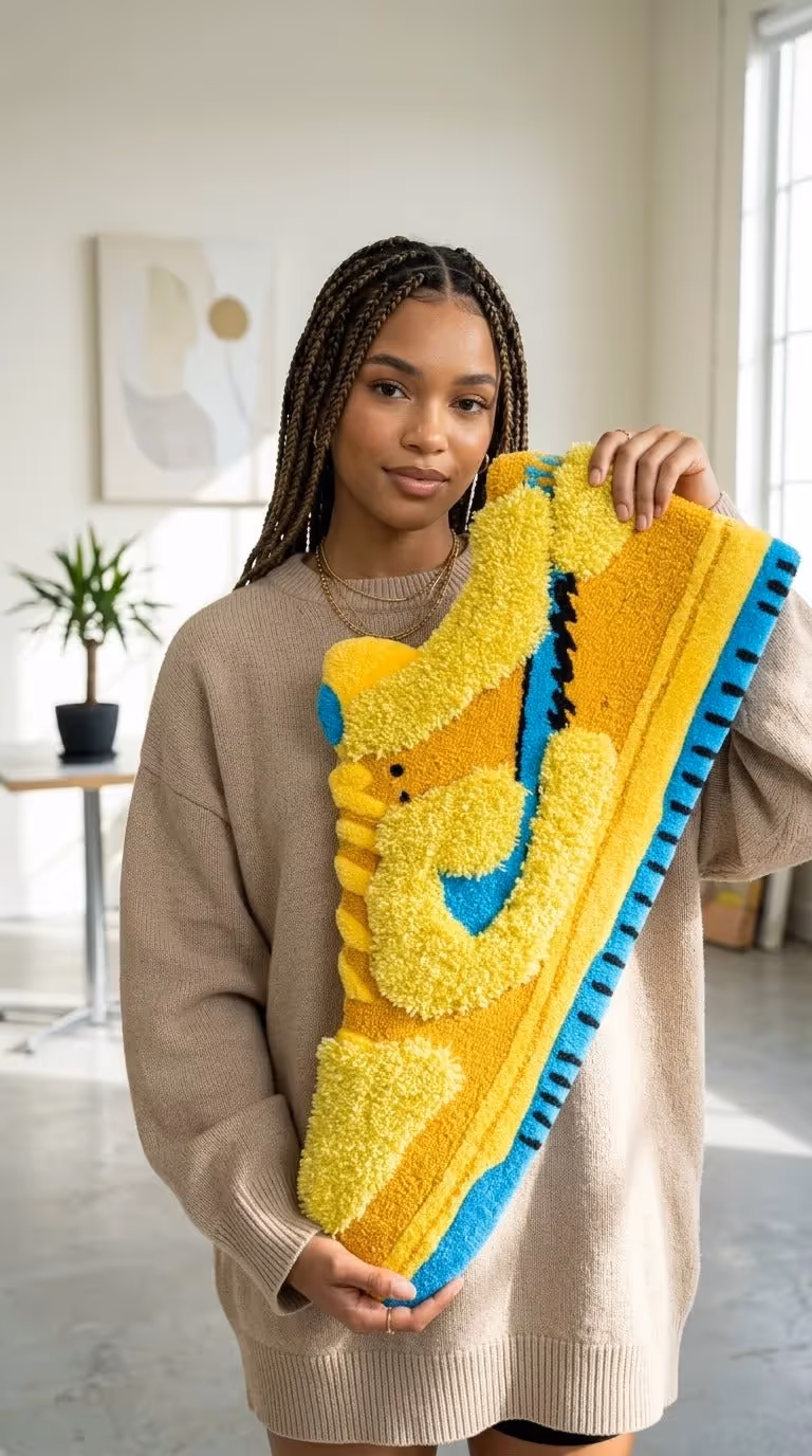 3D Sneaker Rug Yellow Blue image 4