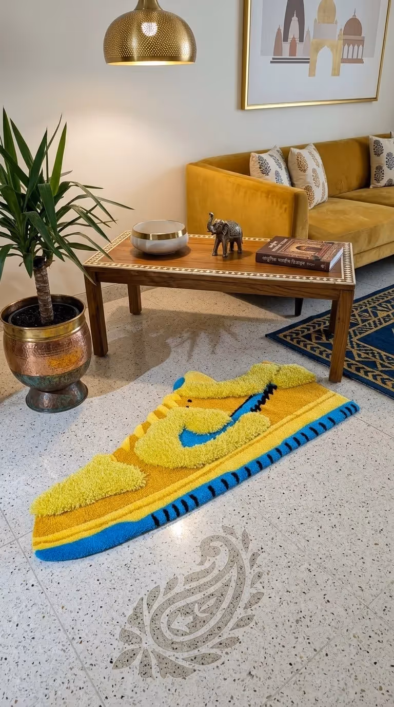 3D Sneaker Rug Yellow Blue image 5