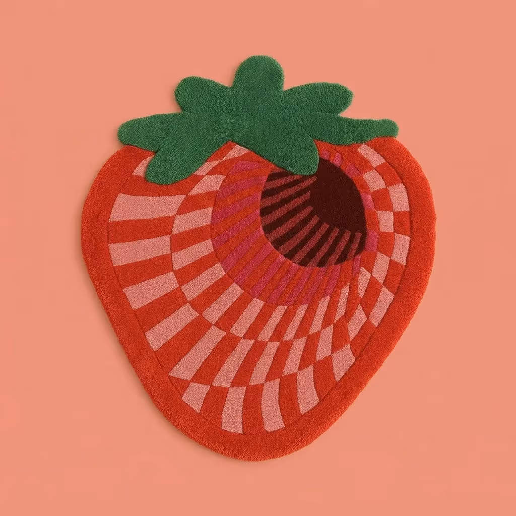 Abstract Strawberry Tufted Rug image 1