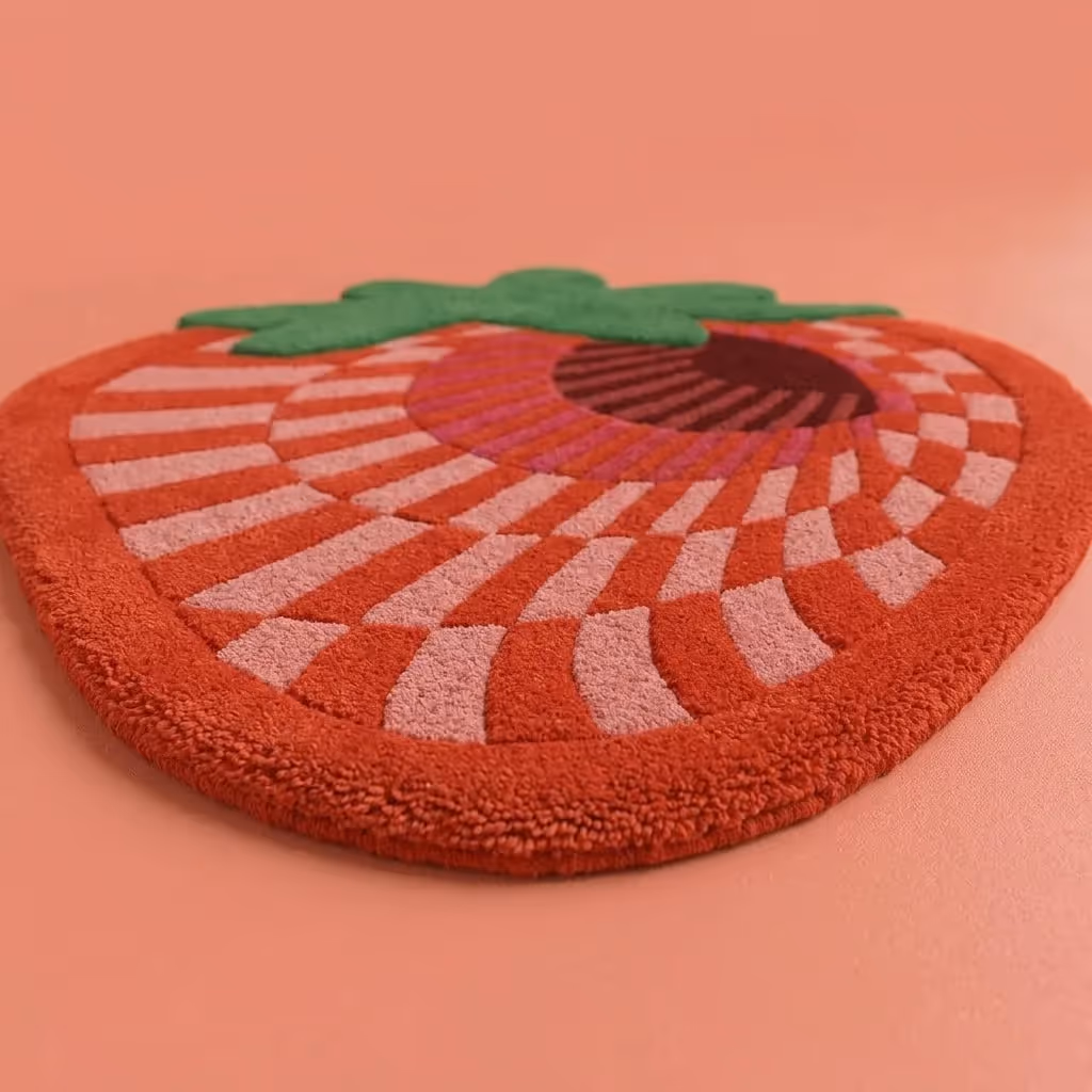 Abstract Strawberry Tufted Rug image 2