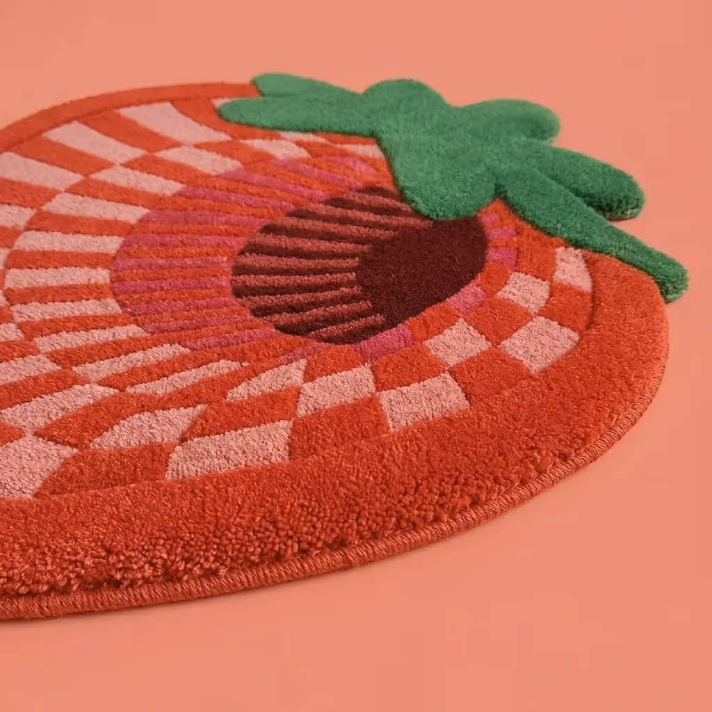 Abstract Strawberry Tufted Rug image 3