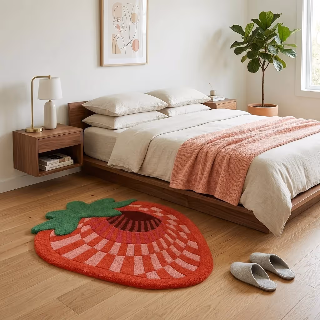 Abstract Strawberry Tufted Rug image 4