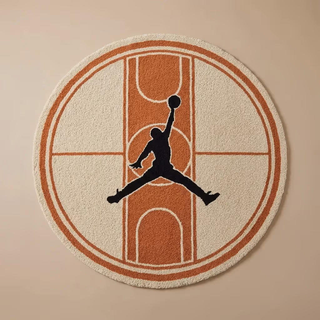 Basketball Court Inspired Round Rug  image 1