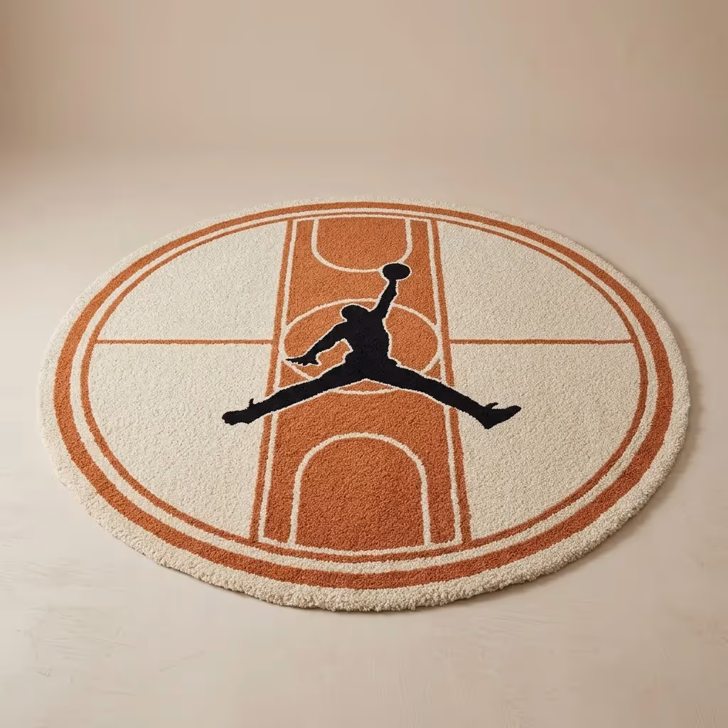 Basketball Court Inspired Round Rug  image 2