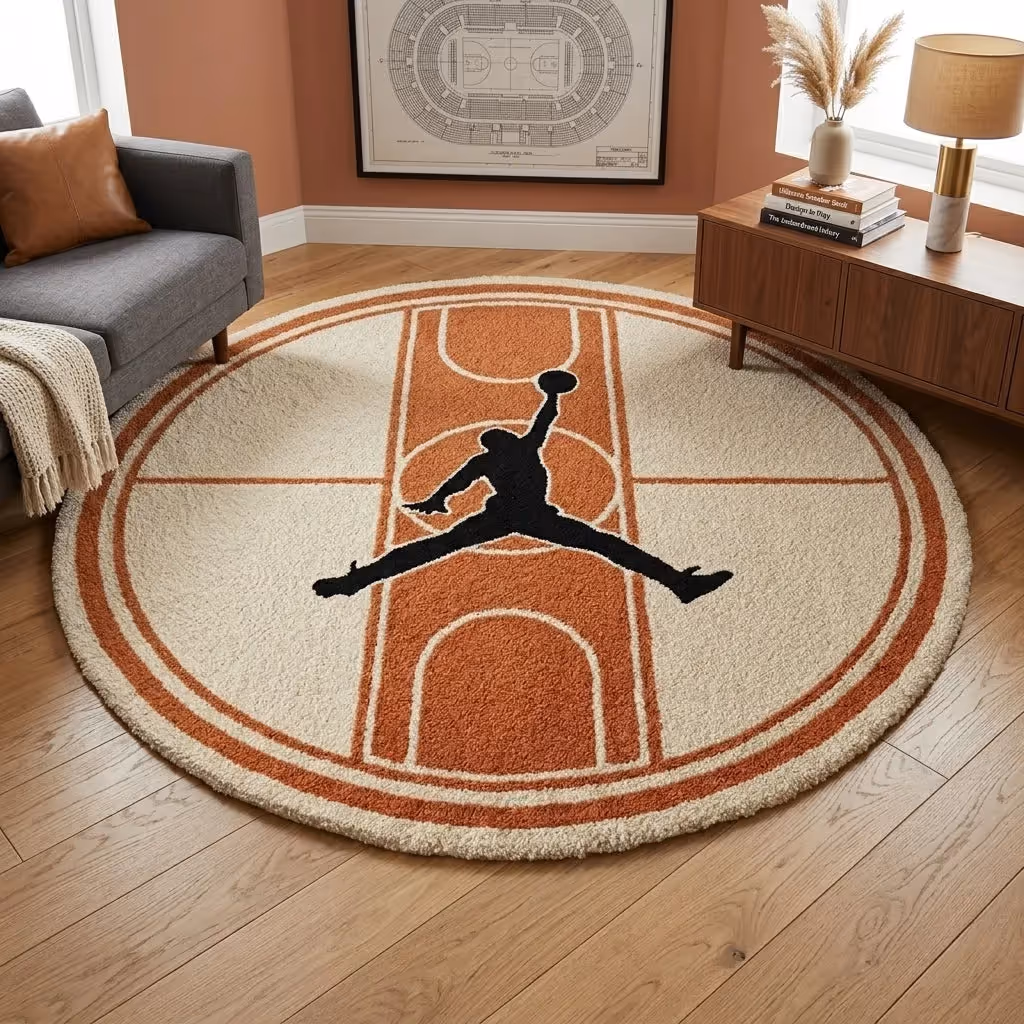 Basketball Court Inspired Round Rug  image 4