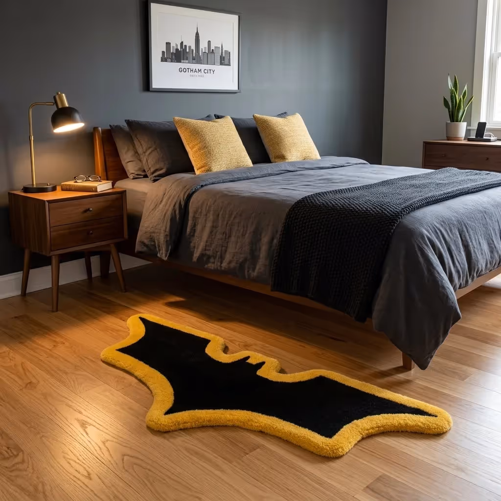 Black Bat Aesthetic Rug (Yellow) image 3