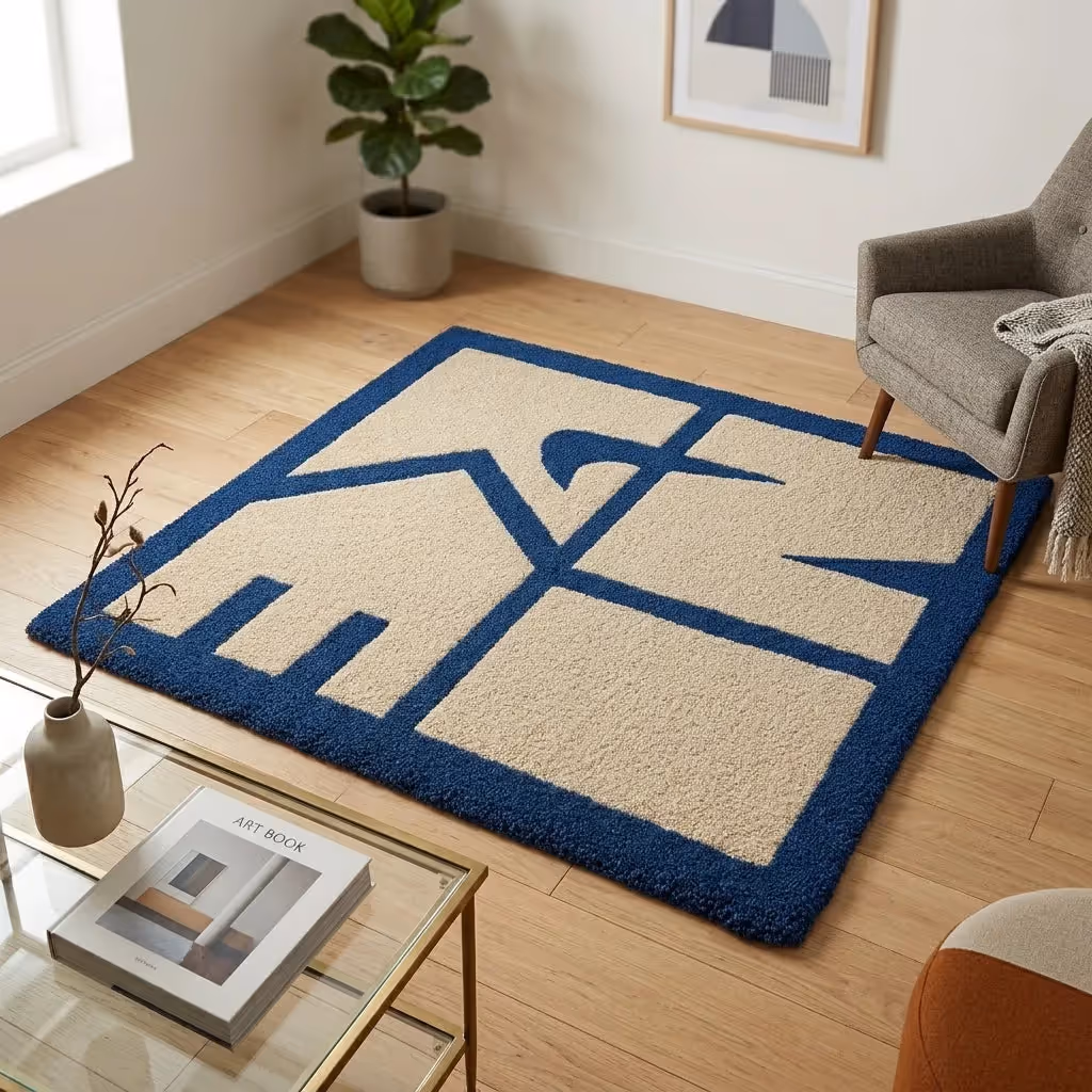 Blue and White Nike Rug image 3