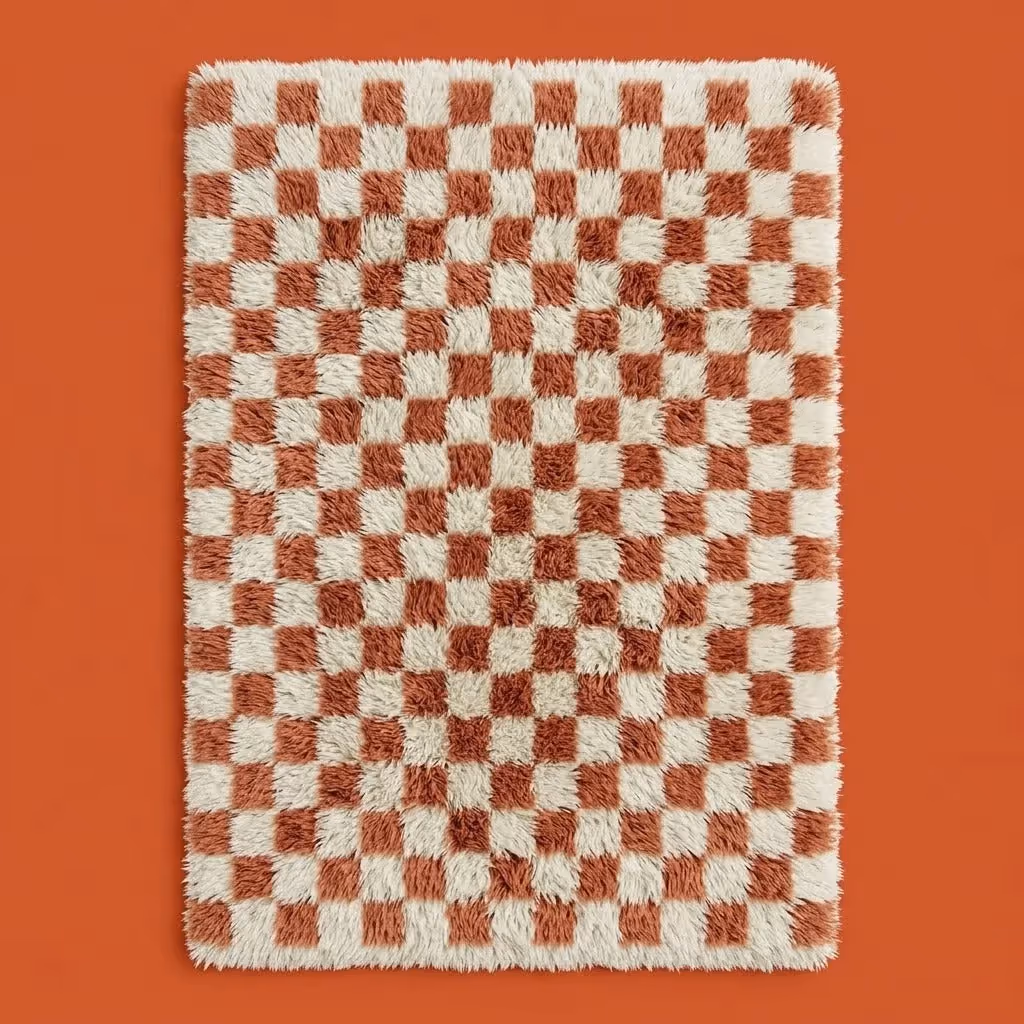 Covey Border Checkered Shag Area Rug image 1