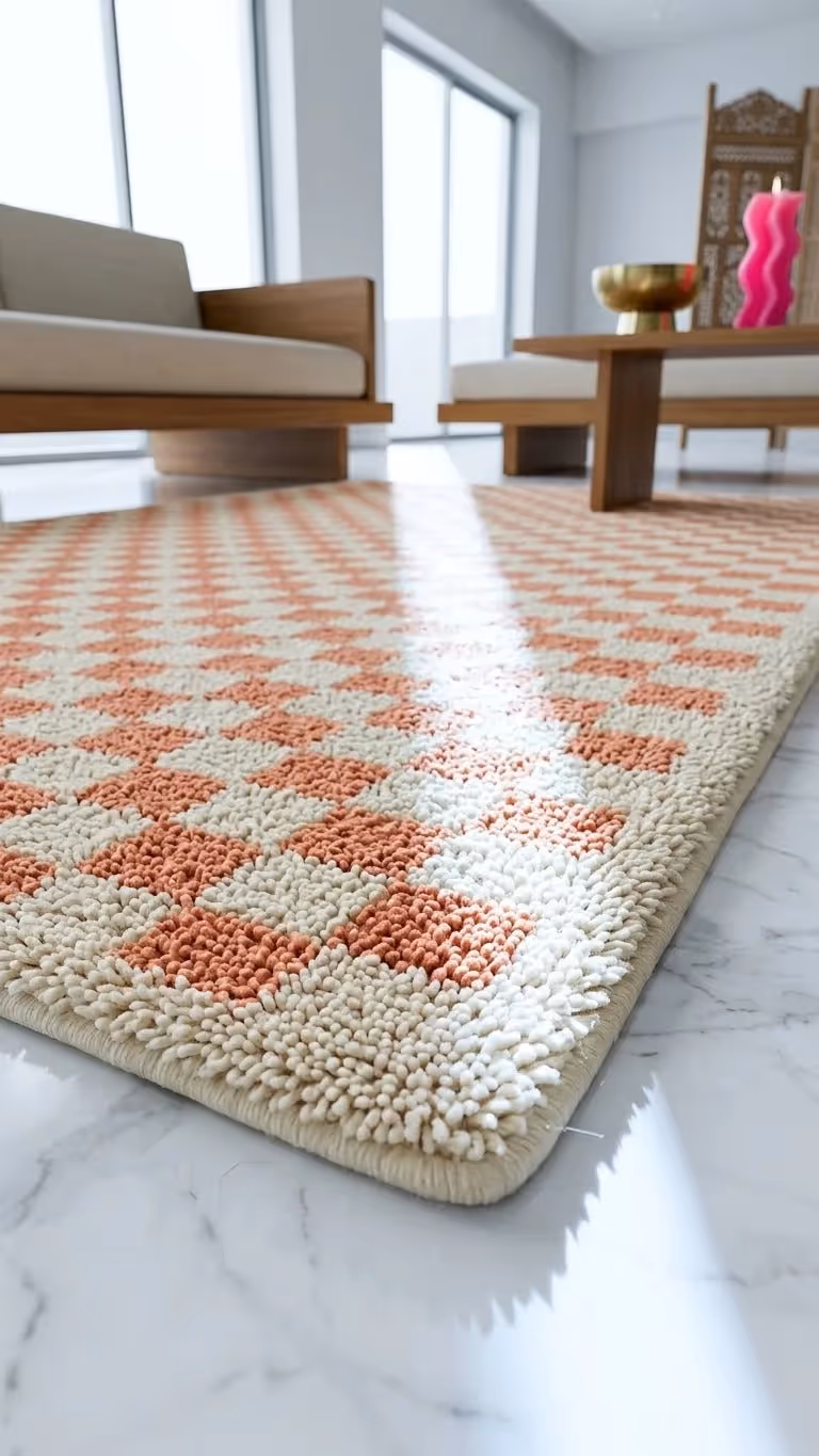 Covey Border Checkered Shag Area Rug image 2