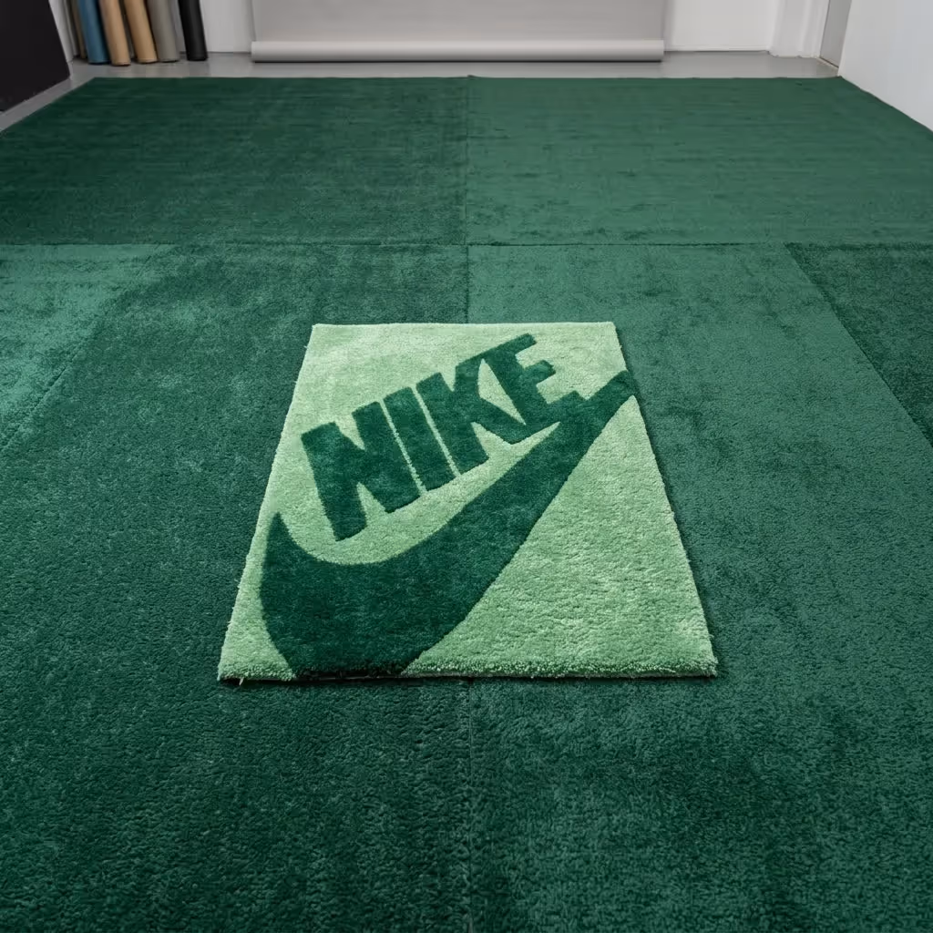 Green Swoosh Aesthetic Rug image 1
