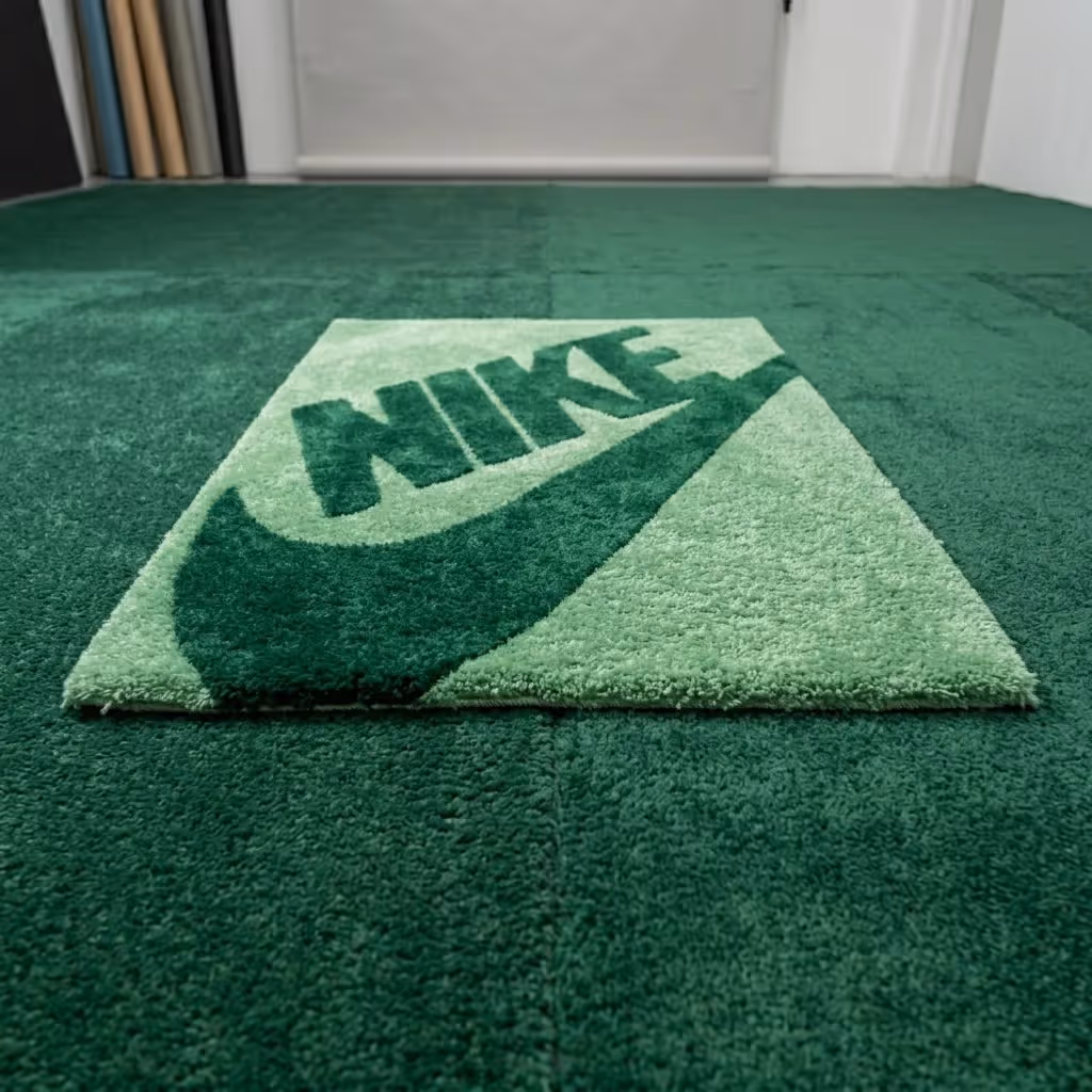 Green Swoosh Aesthetic Rug image 2