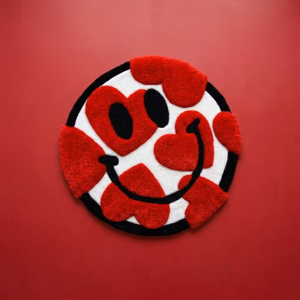 Heart Smiley Aesthetic Rug image 1