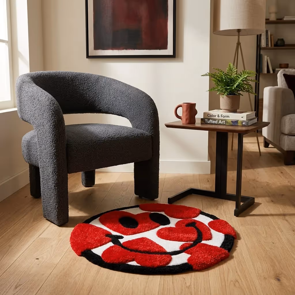 Heart Smiley Aesthetic Rug image 4