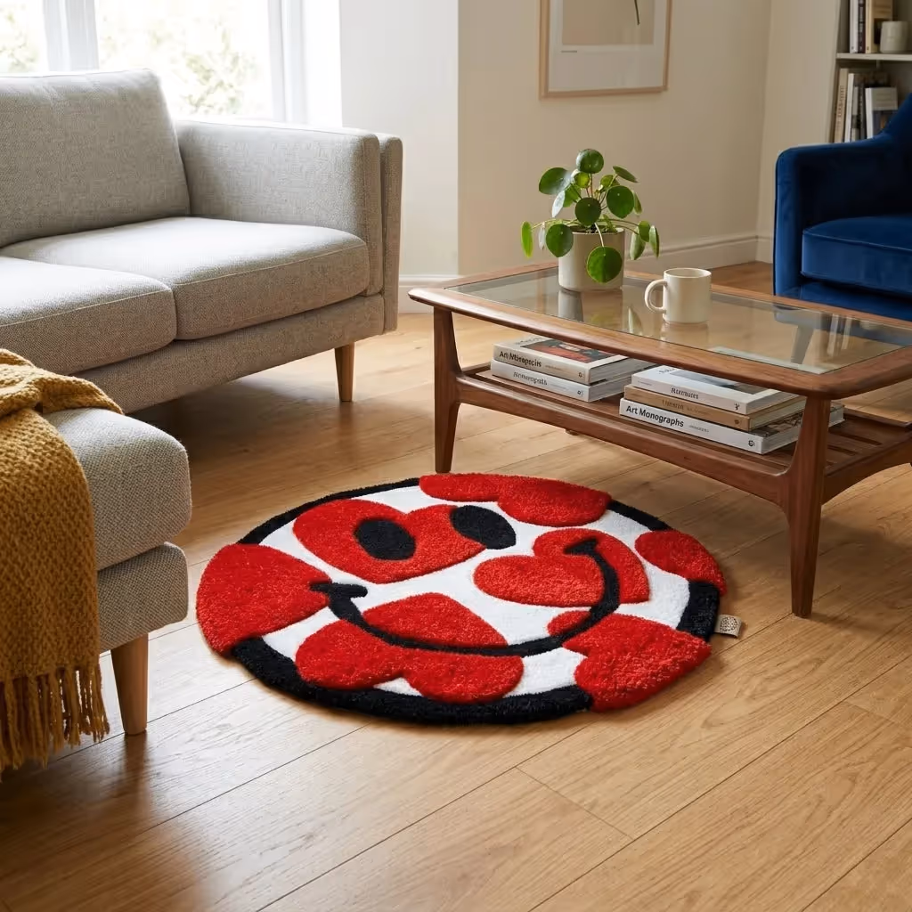 Heart Smiley Aesthetic Rug image 5