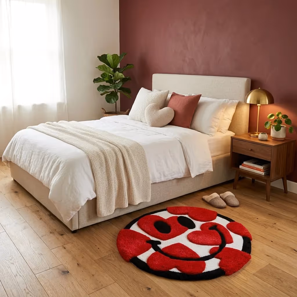 Heart Smiley Aesthetic Rug image 6