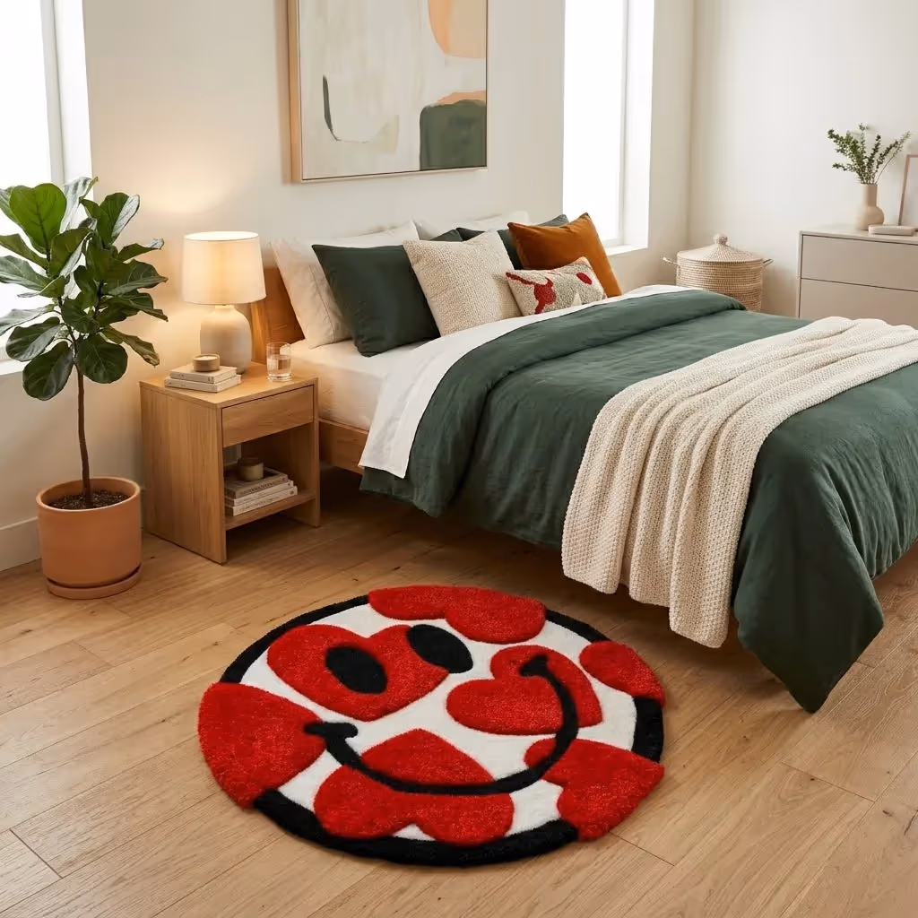 Heart Smiley Aesthetic Rug image 7