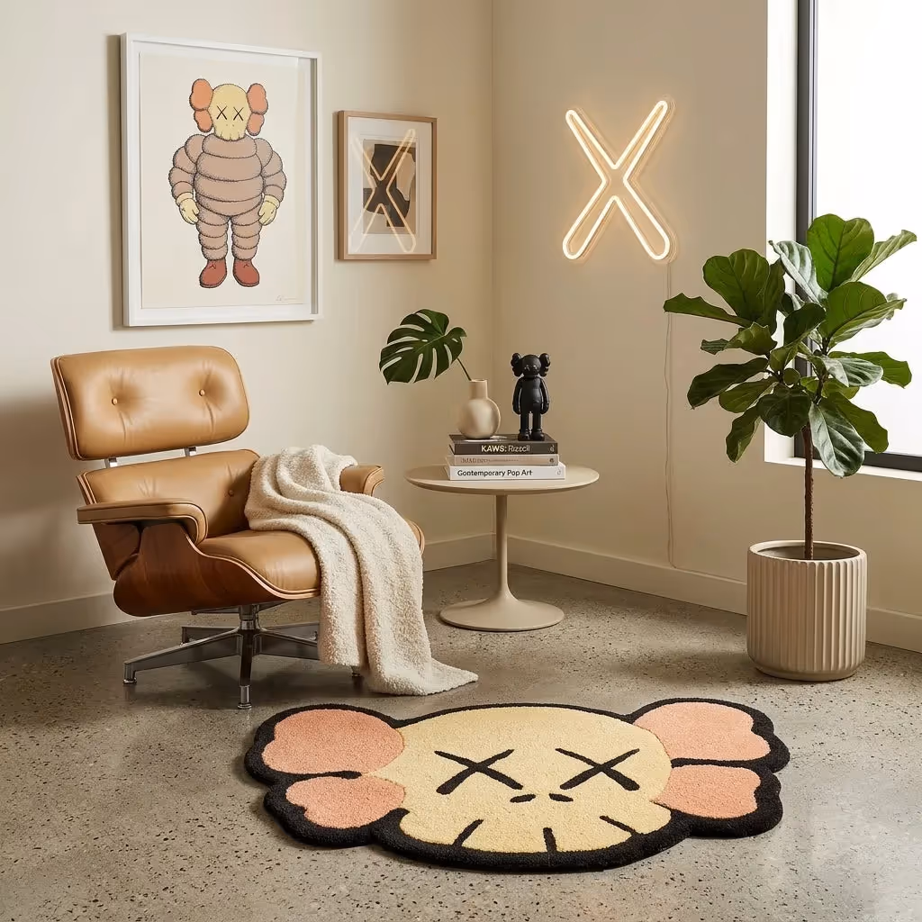 Kaws Cream Colour Hand-Tufted Rug image 4