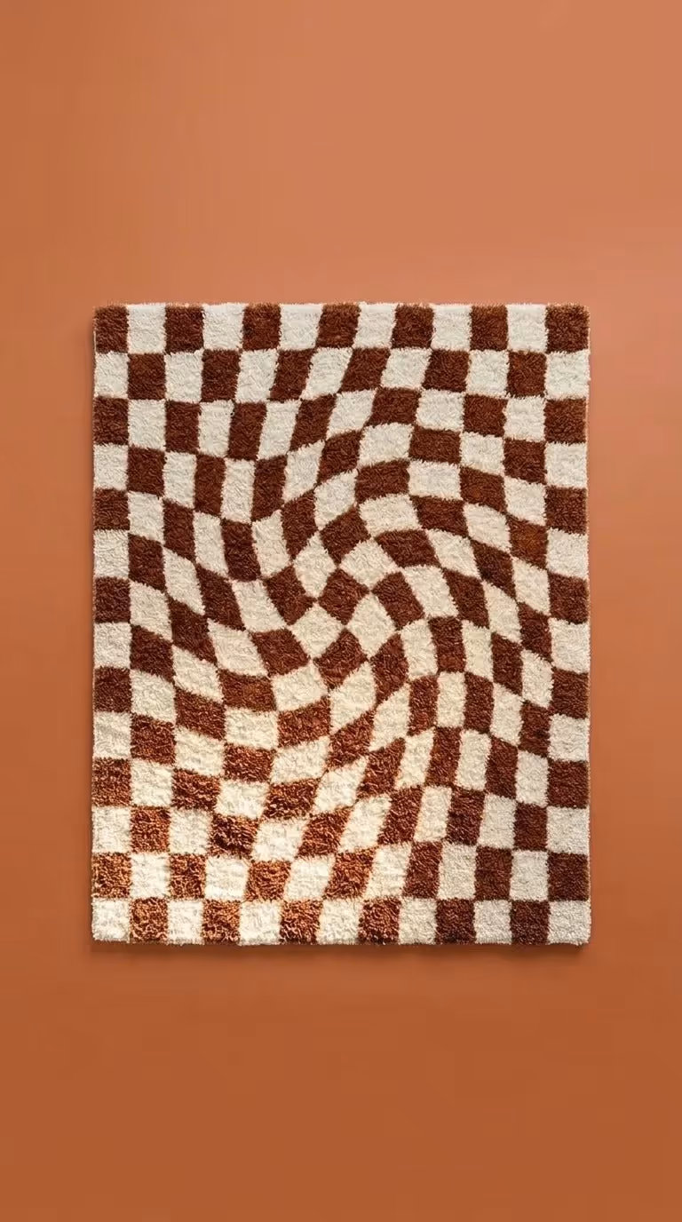 Luther Modern Checkered Shag Area Rug  image 1