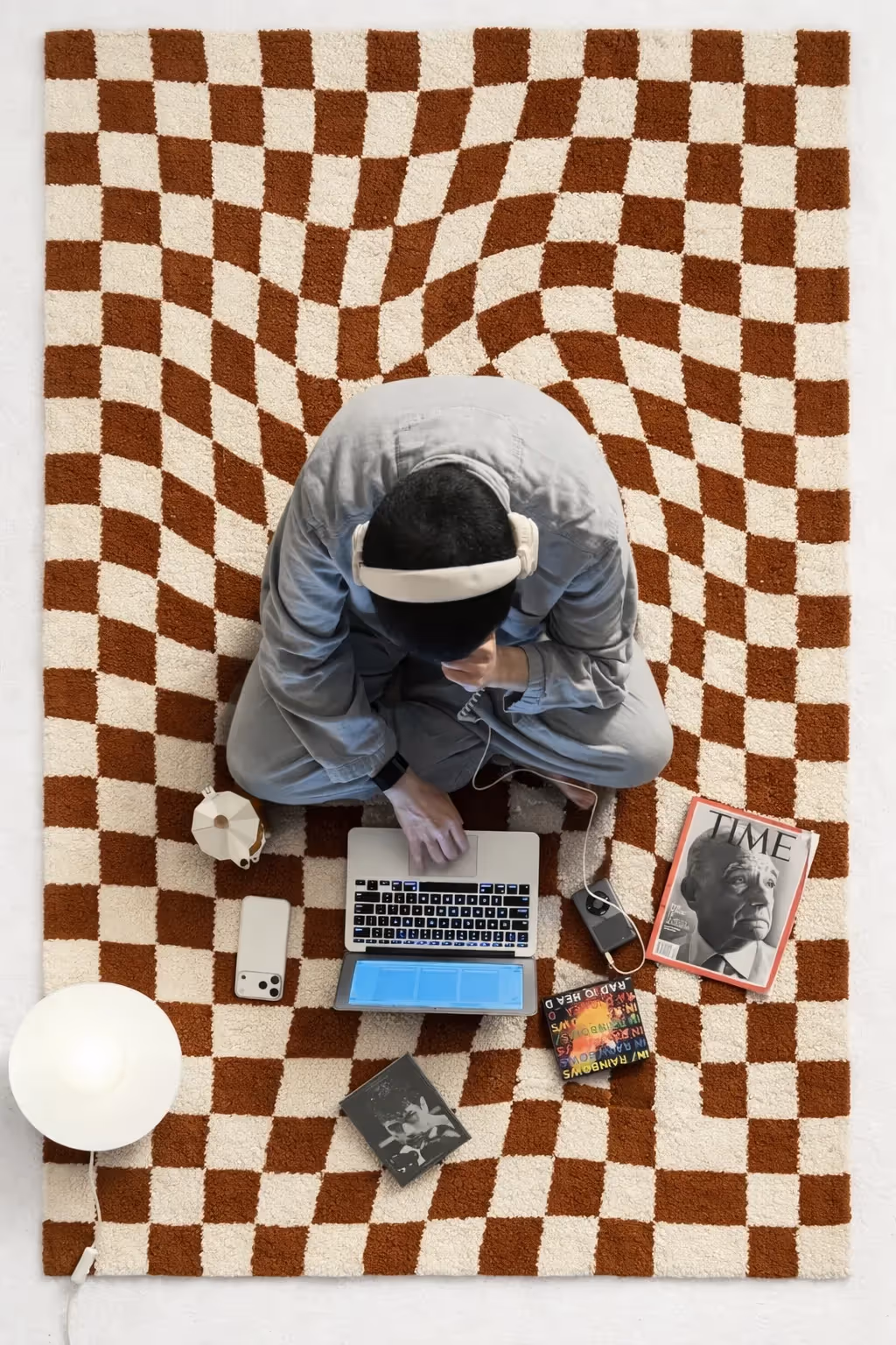 Luther Modern Checkered Shag Area Rug  image 2