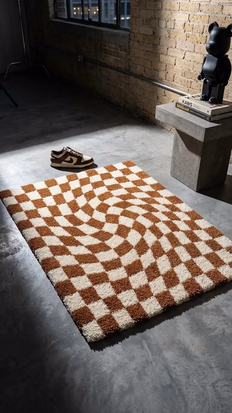 Luther Modern Checkered Shag Area Rug  image 4