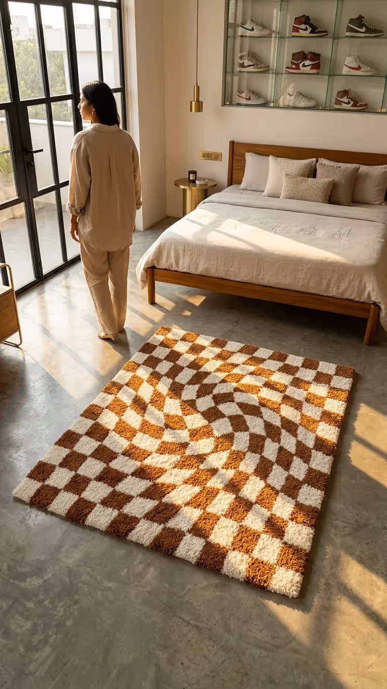 Luther Modern Checkered Shag Area Rug  image 5